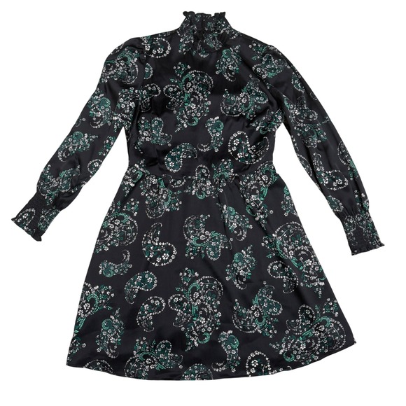 LOFT Dresses & Skirts - LOFT Women‎ Mini Dress Size 8 Black Floral Long Sleeve Mock Neck Boho Chic